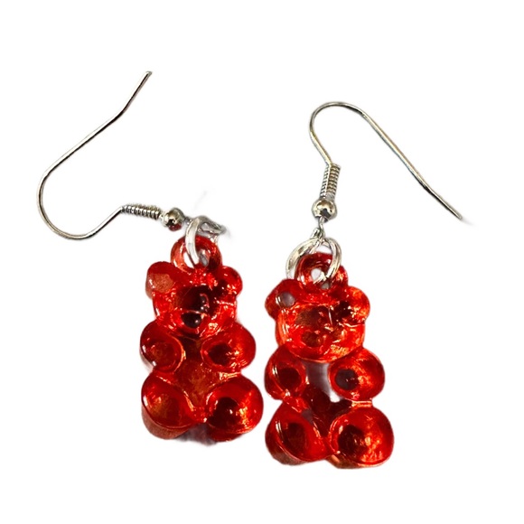 Red Gummy Bear Drop Earrings - Picture 2 of 2